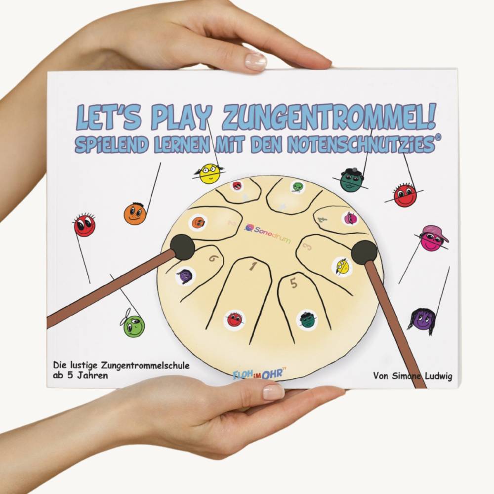 Let's Play Zungentrommel Lernheft mit Notenschnutzies-Sticker